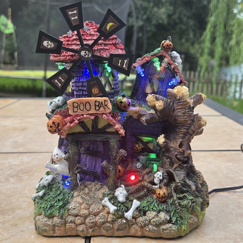 Led Village Boo Bar Windmill Halloween Decor 2007 Target Lighted House Working